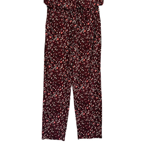 LEOTA Kennedy Cap Sleeve Stretchy Jumpsuit Cheetah Cabernet Womens Size XXL - Picture 8 of 16